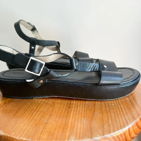 Elizabeth and James Black Leather Strappy Sandals 36.5 - Picture 7 of 9